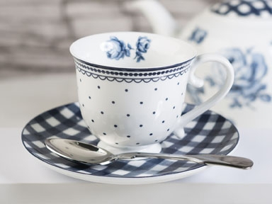 Teetasse Punkte - Indigo