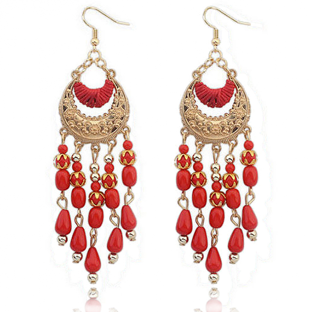 Ohrring in rot und gold