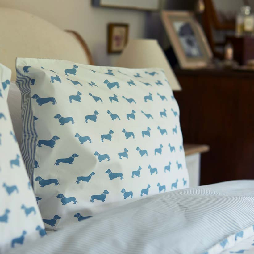 Dackel - Bettwäsche - blau