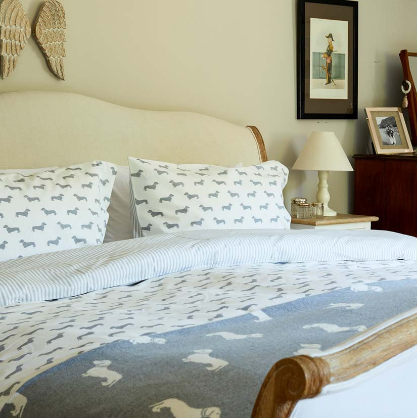 Dackel - Bettwäsche - grau