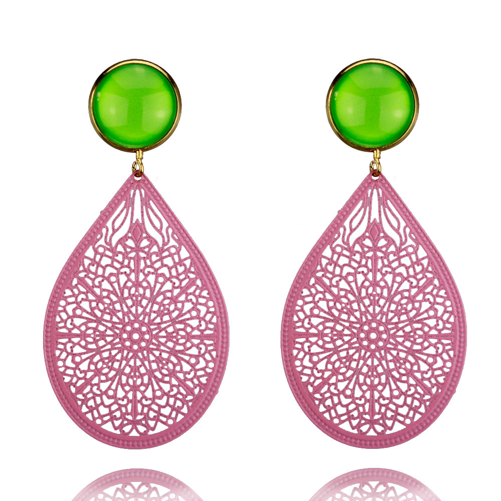 Ornamenttropfen in rosa und grün