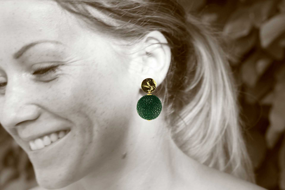 Schlangenlederlinse in grün und gold