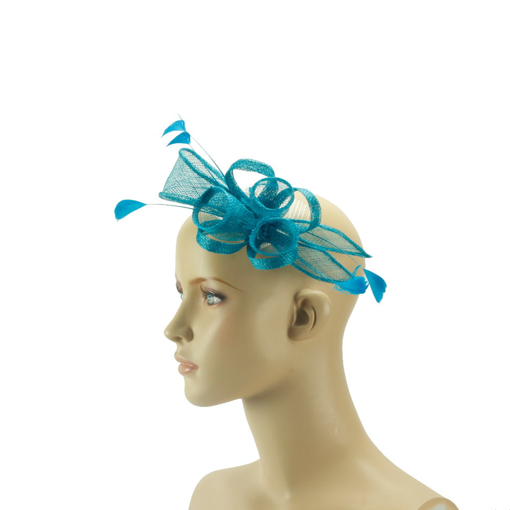 Fascinator - blau mit Federn