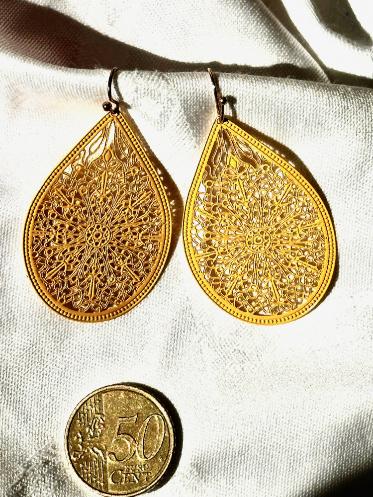 Elegante Gelbe Filigran-Ohrringe