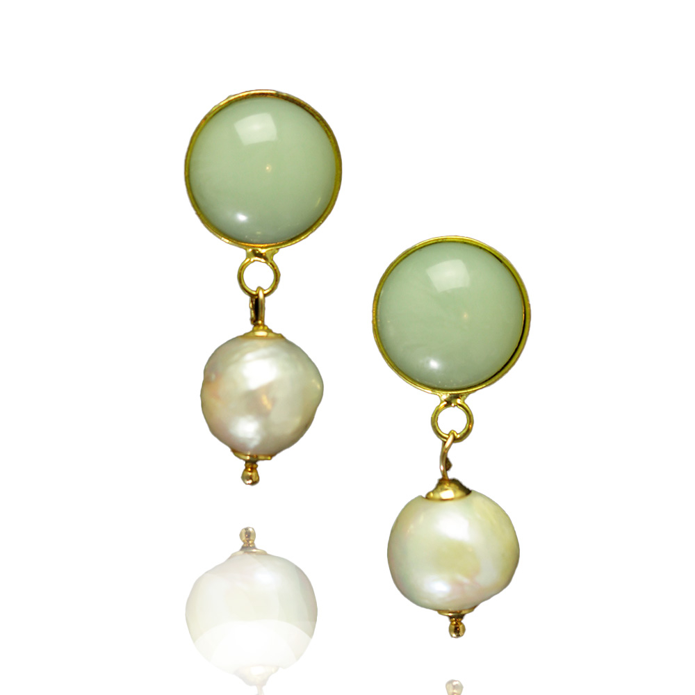 Elegante Jade-Ohrringe mit Süßwasserperlen (Clip)
