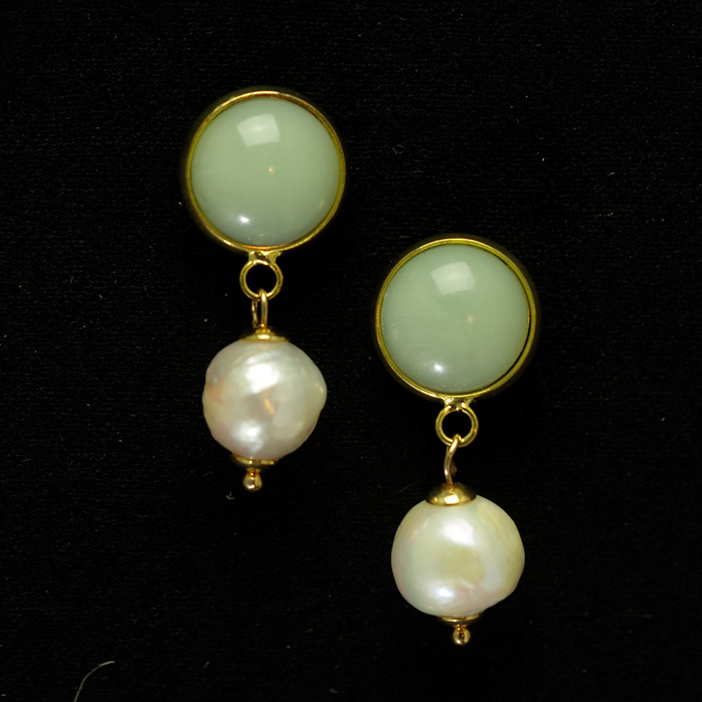 Elegante Jade-Ohrringe mit Süßwasserperlen (Clip)