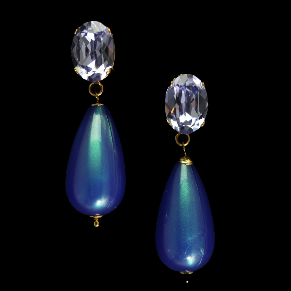 Blau schimmernde Ohrringe mit funkelnden Akzenten : verführerische Eleganz