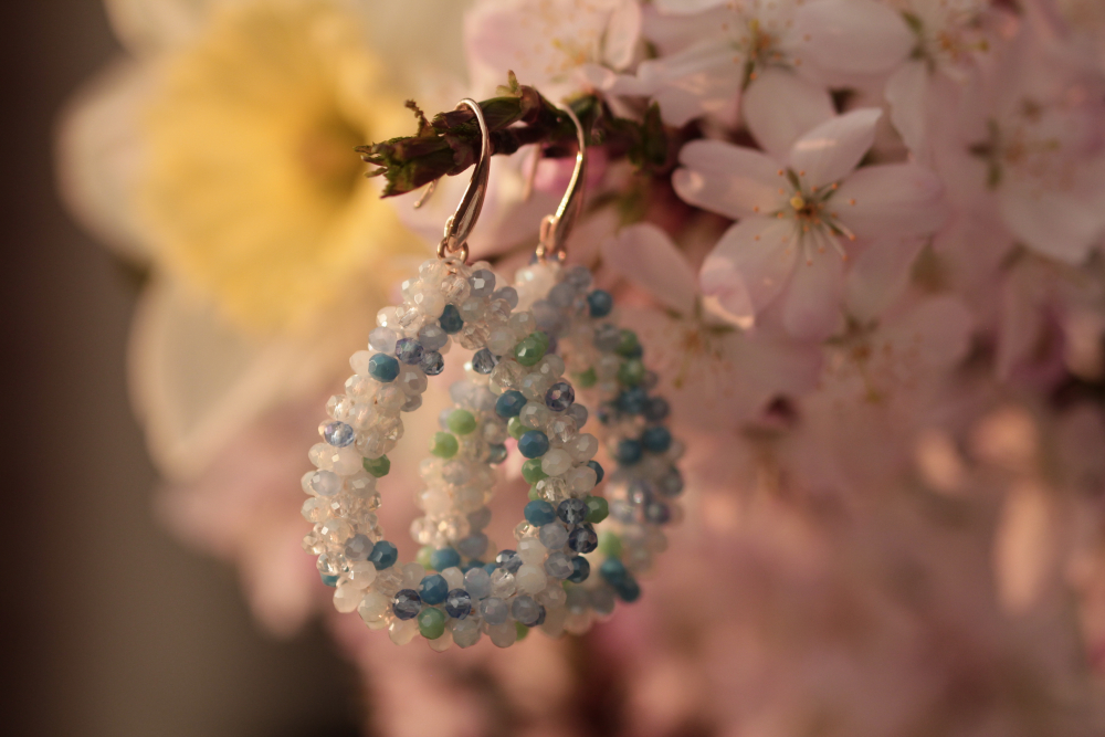 Glitzerohrringe - weiß/blau/grün