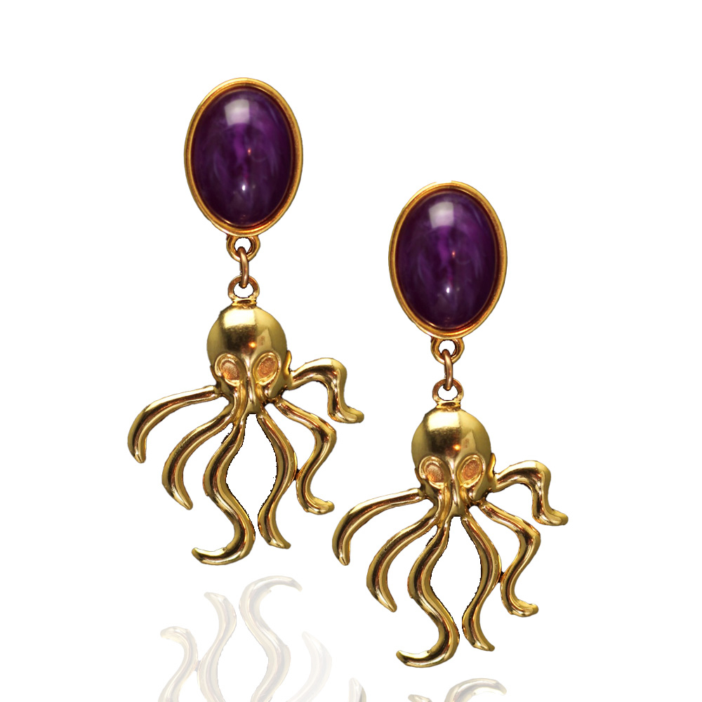 Faszinierende Oktopus-Ohrringe mit Amethyst – Ein Hauch von Meeresmagie