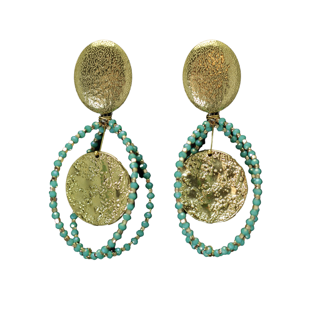 Goldene Eleganz mit einem Hauch von Türkis: Vergoldete Ohrringe mit zarten Akzenten