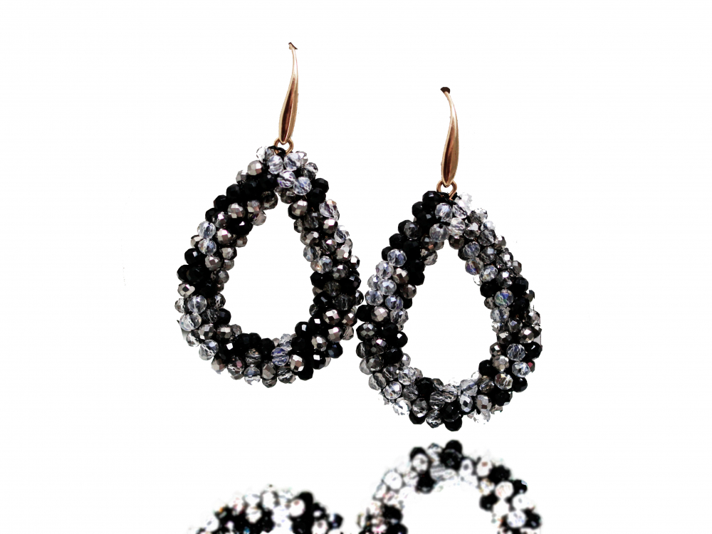 Glitzerohrring in schwarz-grau