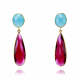 Ohrringe aus türkisem Chalcedon und pinken Quartz