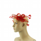 Fascinator - leuchtend rot mit Feder