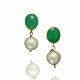 Luxuriöse Ohrringe mit Süßwasserperle und grünem Onyx – Eleganz in Perfektion