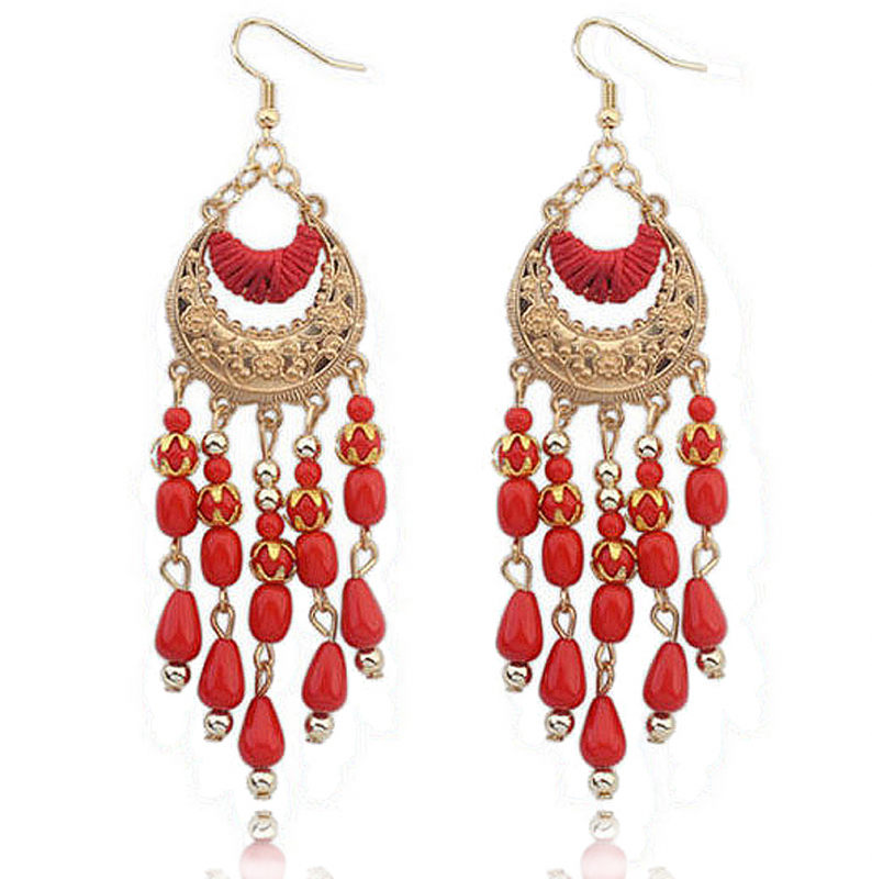 Ohrring in rot und gold