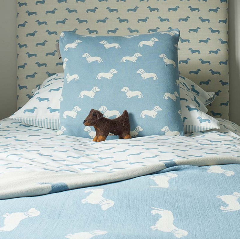 Dackel - Bettwäsche - blau