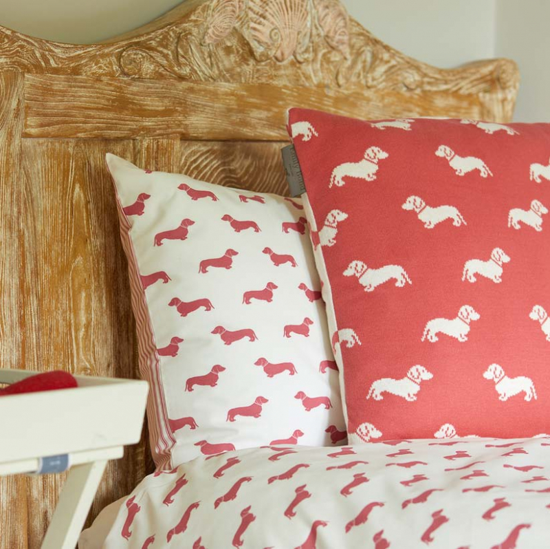 Dackel - Bettwäsche - pink/rot