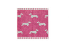 Waschlappen Dackel fuchsia-weiß