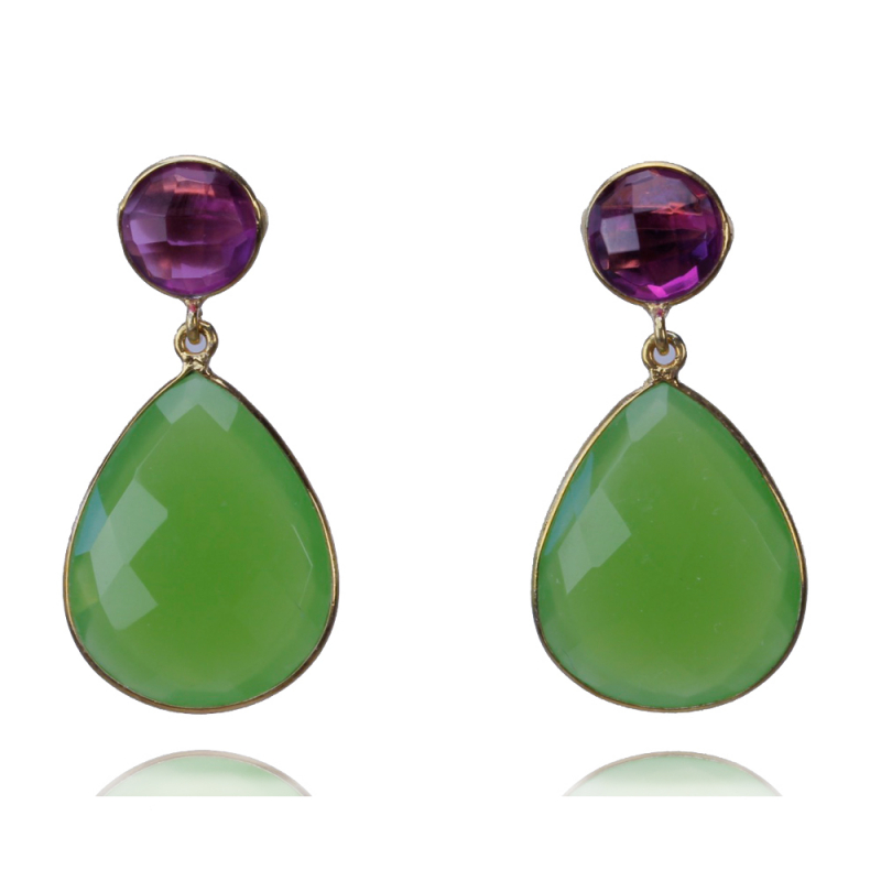Ohrring - Violett trifft auf Grün..