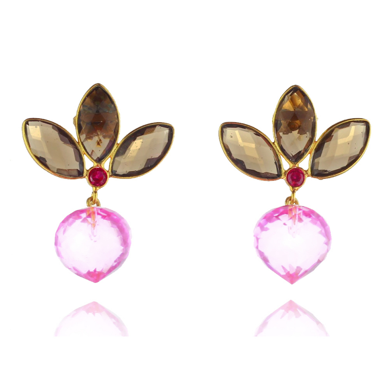 Smokeyquarz mit Tropfenkugel in rosé