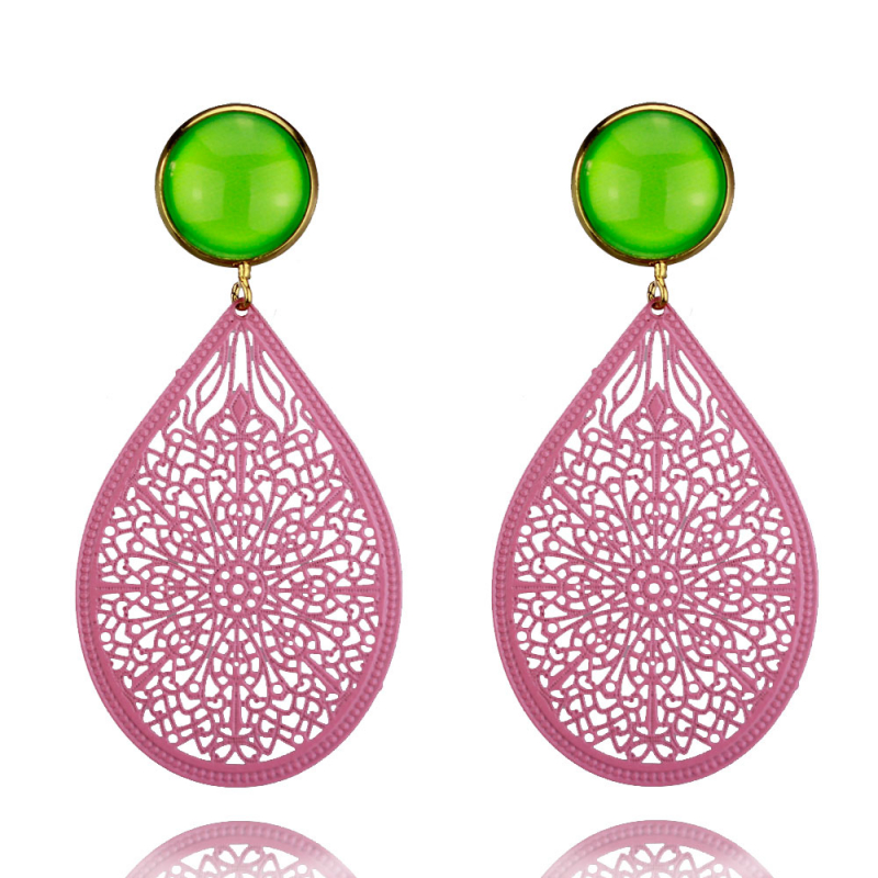 Ornamenttropfen in rosa und grün