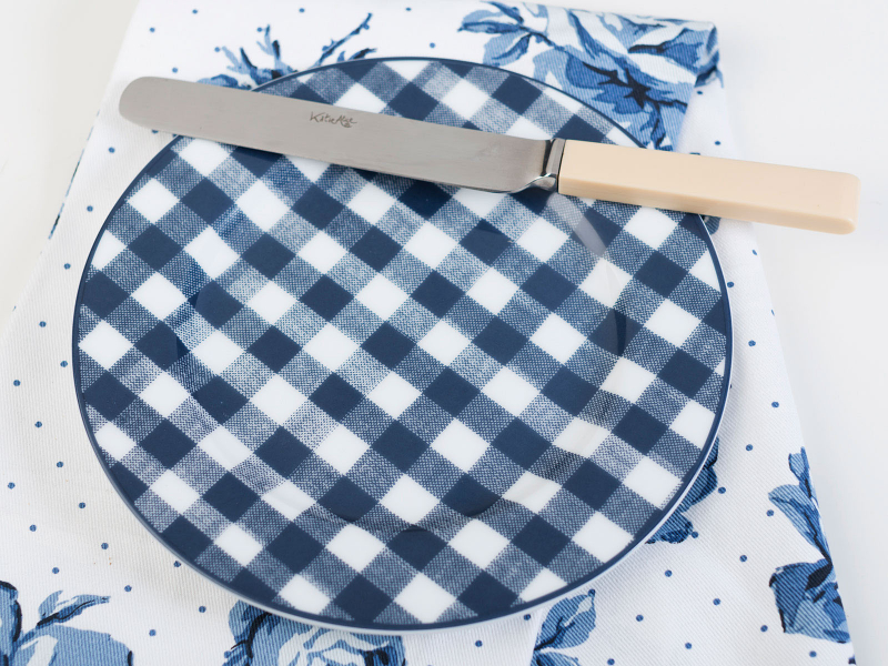 Frühstücksteller - kariert - Indigo