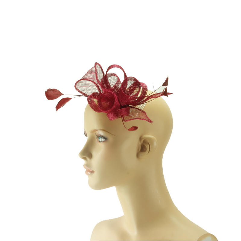 Fascinator - rot mit Feder