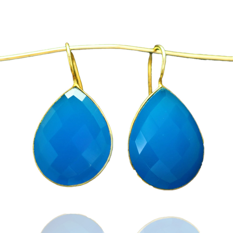 Ozeanträume – Elegante Ohrringe mit facettiertem Blue Chalcedon
