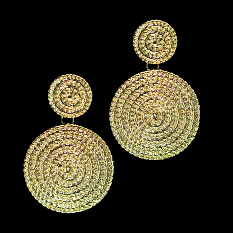 Vergoldete Spiral-Ohrringe aus Messing – Ein Tanz aus Licht und Eleganz