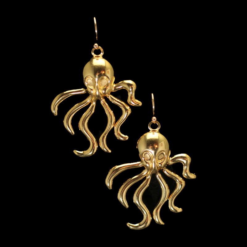 Meerespoesie: Vergoldete Kraken-Ohrringe von Beauregard